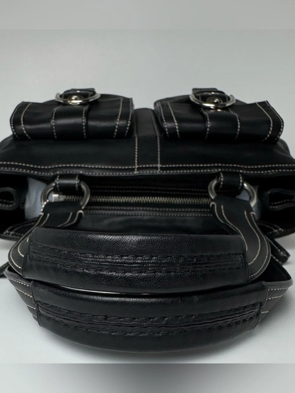 Coach Soho Black Leather Double Buckle Pocket Shoulder Bag-F08A09 -Y2K
